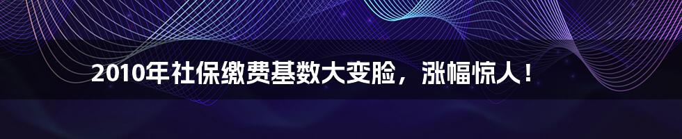 2010年社保缴费基数大变脸，涨幅惊人！