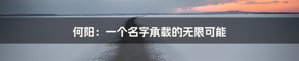 何阳：一个名字承载的无限可能