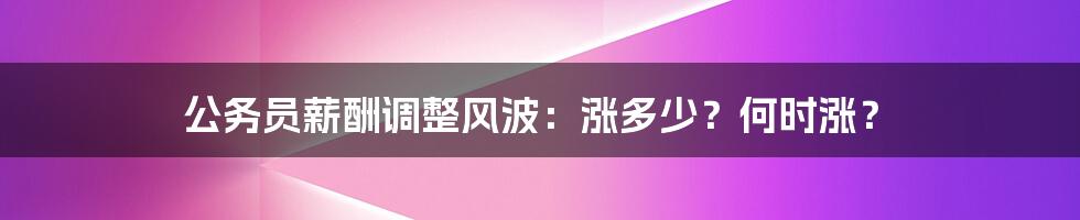 公务员薪酬调整风波：涨多少？何时涨？