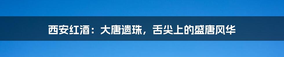 西安红酒：大唐遗珠，舌尖上的盛唐风华