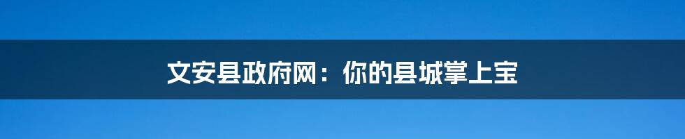 文安县政府网：你的县城掌上宝