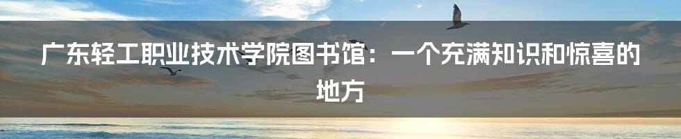 广东轻工职业技术学院图书馆：一个充满知识和惊喜的地方