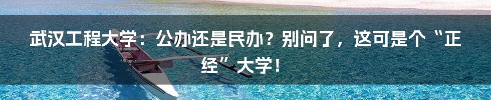 武汉工程大学：公办还是民办？别问了，这可是个“正经”大学！