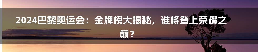 2024巴黎奥运会：金牌榜大揭秘，谁将登上荣耀之巅？