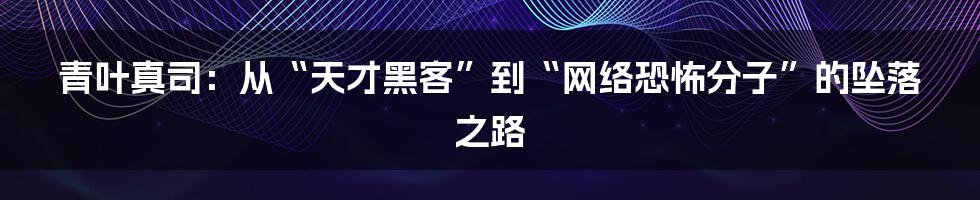 青叶真司：从“天才黑客”到“网络恐怖分子”的坠落之路