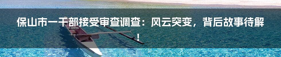 保山市一干部接受审查调查：风云突变，背后故事待解！