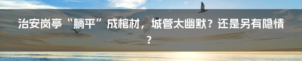 治安岗亭“躺平”成棺材，城管太幽默？还是另有隐情？