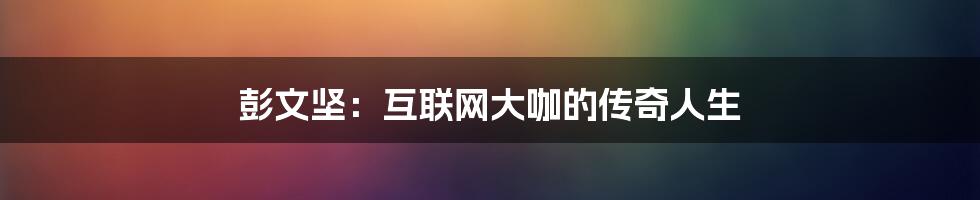 彭文坚：互联网大咖的传奇人生