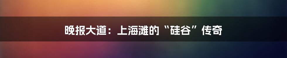 晚报大道：上海滩的“硅谷”传奇