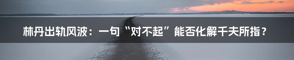 林丹出轨风波：一句“对不起”能否化解千夫所指？