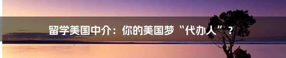 留学美国中介：你的美国梦“代办人”？