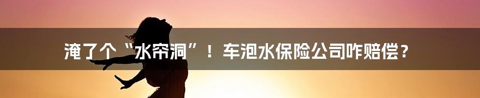 淹了个“水帘洞”！车泡水保险公司咋赔偿？