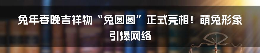 兔年春晚吉祥物“兔圆圆”正式亮相！萌兔形象引爆网络