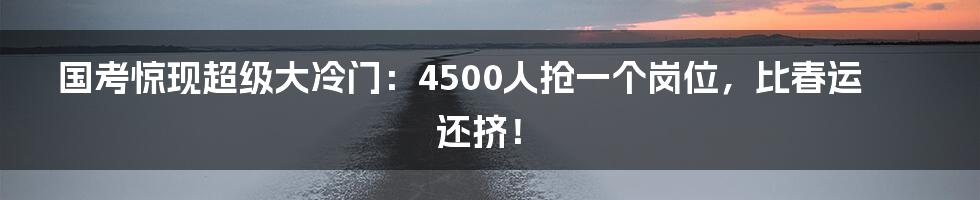 国考惊现超级大冷门：4500人抢一个岗位，比春运还挤！