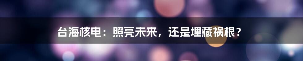 台海核电：照亮未来，还是埋藏祸根？