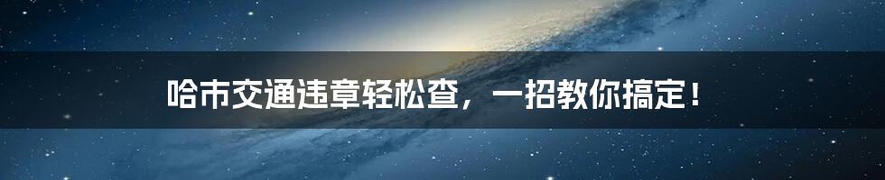 哈市交通违章轻松查，一招教你搞定！