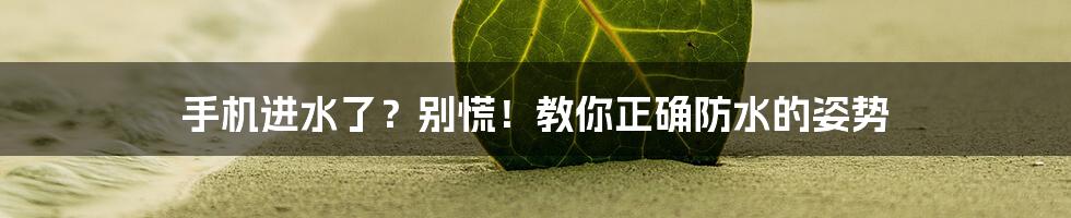 手机进水了？别慌！教你正确防水的姿势