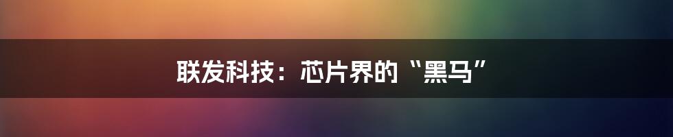 联发科技：芯片界的“黑马”