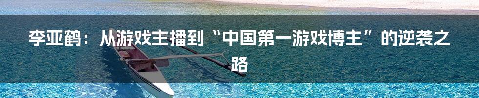 李亚鹤：从游戏主播到“中国第一游戏博主”的逆袭之路