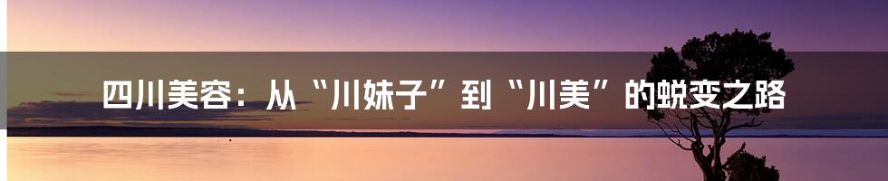 四川美容：从“川妹子”到“川美”的蜕变之路