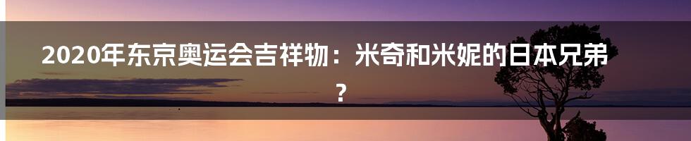 2020年东京奥运会吉祥物：米奇和米妮的日本兄弟？