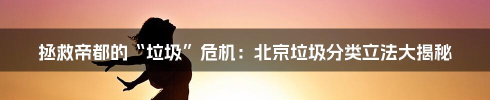 拯救帝都的“垃圾”危机：北京垃圾分类立法大揭秘