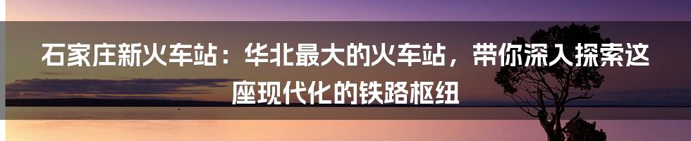 石家庄新火车站：华北最大的火车站，带你深入探索这座现代化的铁路枢纽