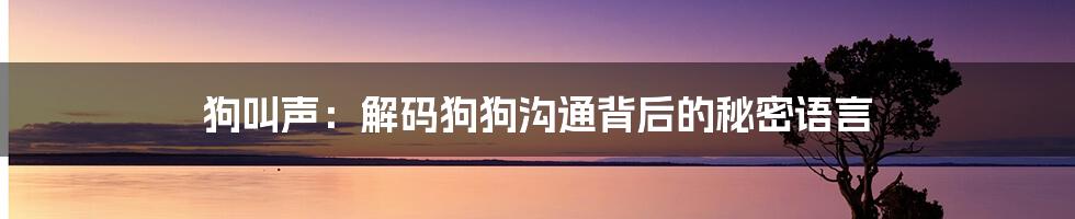 狗叫声：解码狗狗沟通背后的秘密语言