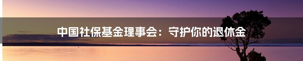 中国社保基金理事会：守护你的退休金