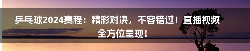 乒乓球2024赛程：精彩对决，不容错过！直播视频全方位呈现！