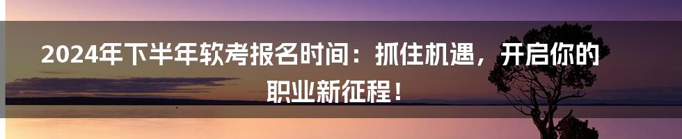 2024年下半年软考报名时间：抓住机遇，开启你的职业新征程！