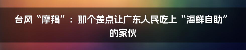 台风“摩羯”：那个差点让广东人民吃上“海鲜自助”的家伙