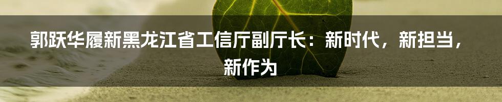 郭跃华履新黑龙江省工信厅副厅长：新时代，新担当，新作为