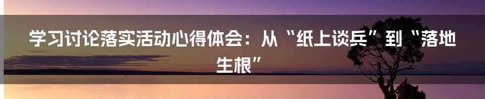 学习讨论落实活动心得体会：从“纸上谈兵”到“落地生根”