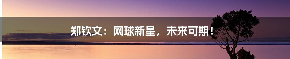 郑钦文：网球新星，未来可期！