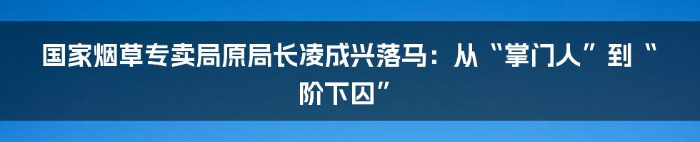 国家烟草专卖局原局长凌成兴落马：从“掌门人”到“阶下囚”