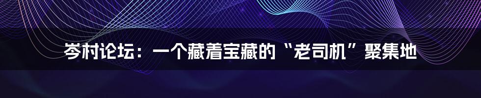 岑村论坛：一个藏着宝藏的“老司机”聚集地