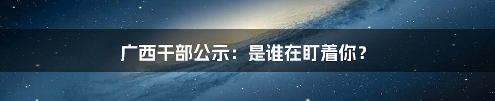 广西干部公示：是谁在盯着你？