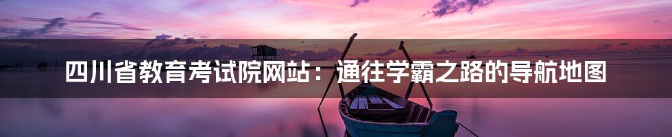 四川省教育考试院网站：通往学霸之路的导航地图