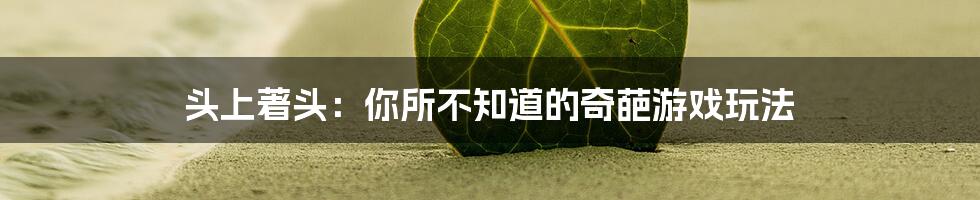 头上著头：你所不知道的奇葩游戏玩法