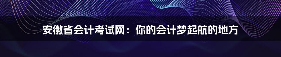 安徽省会计考试网：你的会计梦起航的地方