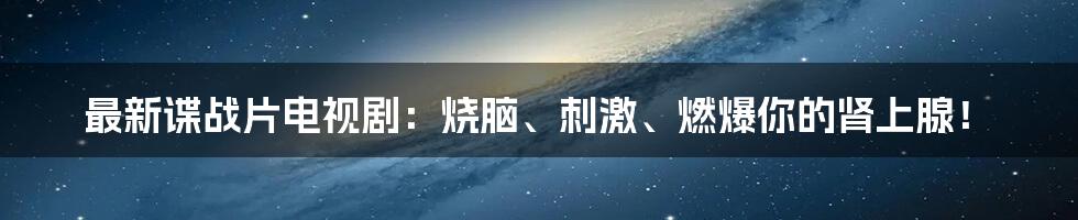 最新谍战片电视剧：烧脑、刺激、燃爆你的肾上腺！