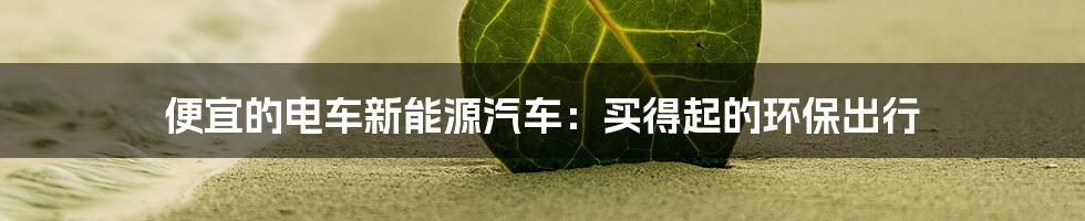 便宜的电车新能源汽车：买得起的环保出行