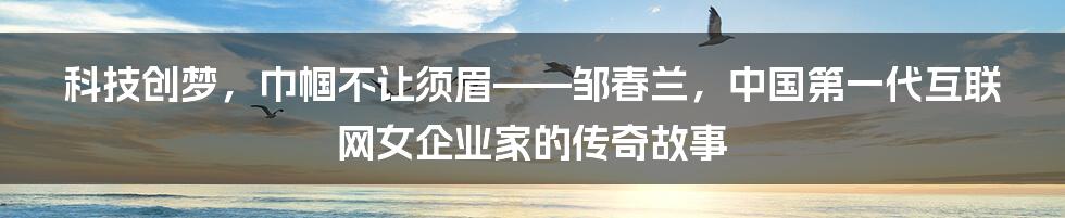 科技创梦，巾帼不让须眉——邹春兰，中国第一代互联网女企业家的传奇故事