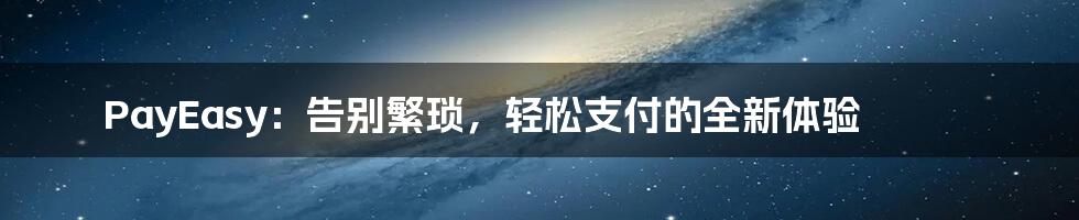 PayEasy：告别繁琐，轻松支付的全新体验