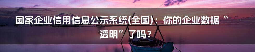 国家企业信用信息公示系统(全国)：你的企业数据“透明”了吗？