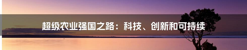 超级农业强国之路：科技、创新和可持续