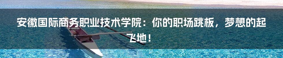 安徽国际商务职业技术学院：你的职场跳板，梦想的起飞地！