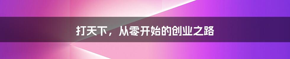 打天下，从零开始的创业之路