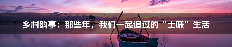 乡村韵事：那些年，我们一起追过的“土味”生活